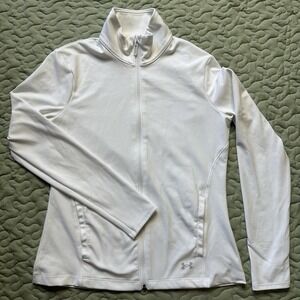 UNDER ARMOUR WOMENS UA MOTION FULL ZIP JACKET WHITE SZ Small #1366028